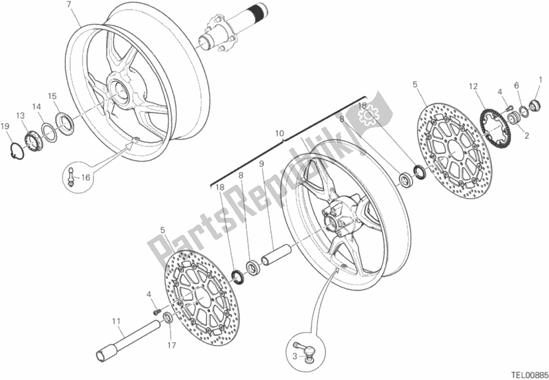 All parts for the Wheels of the Ducati Multistrada 1200 ABS Brasil 2016